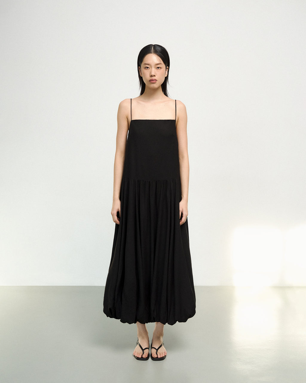 Bubble-hem Dress in Black
