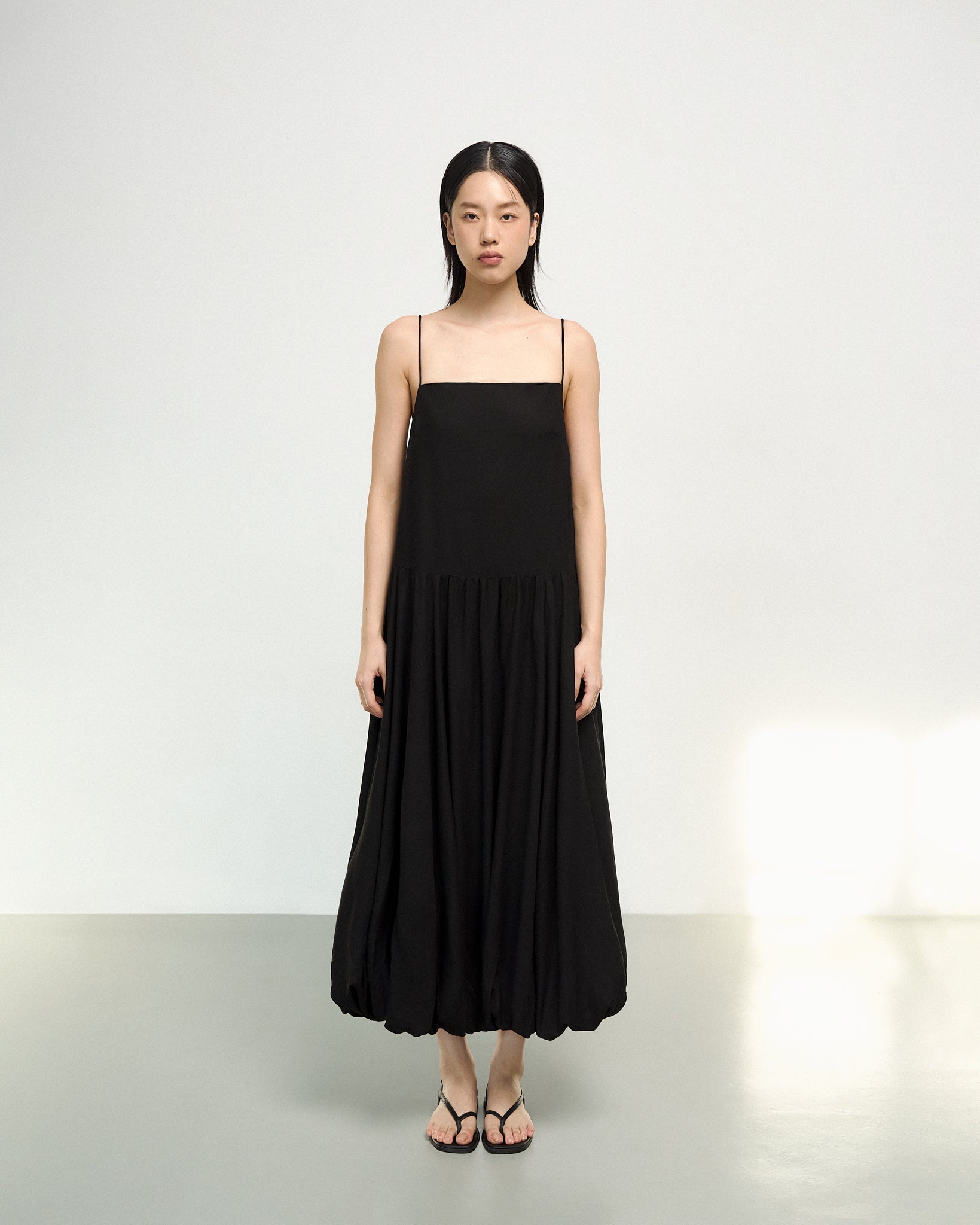 Bubble-hem Dress in Black