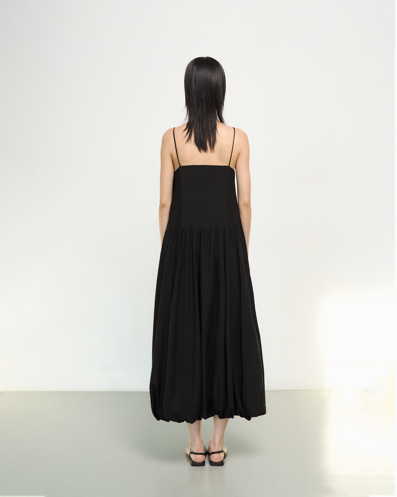 Bubble-hem Dress in Black
