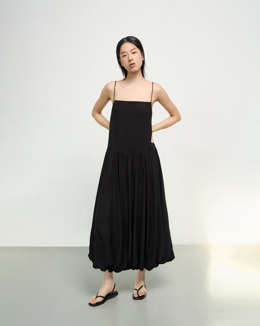 Bubble-hem Dress in Black