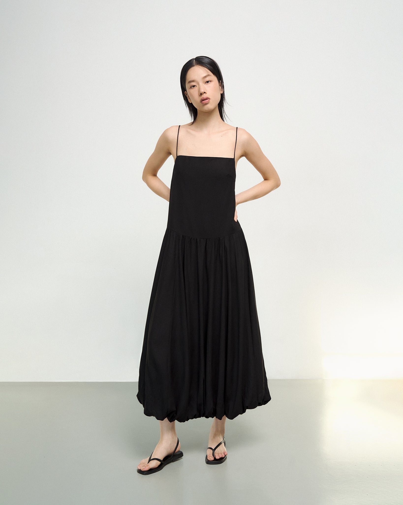 Bubble-hem Dress in Black
